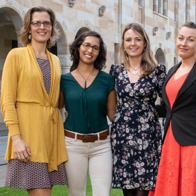 Homeward Bound adventurers, from left, Dr Anna Vinkhuyzen, Bianca Das, Dr Emma Kennedy and Hana Starobova.